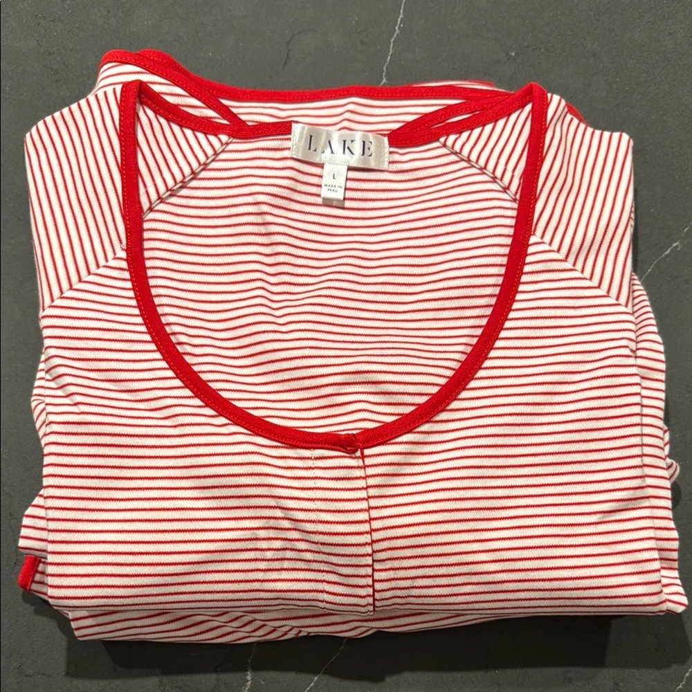 Red and White Striped Maternity Pajamas by LAKE